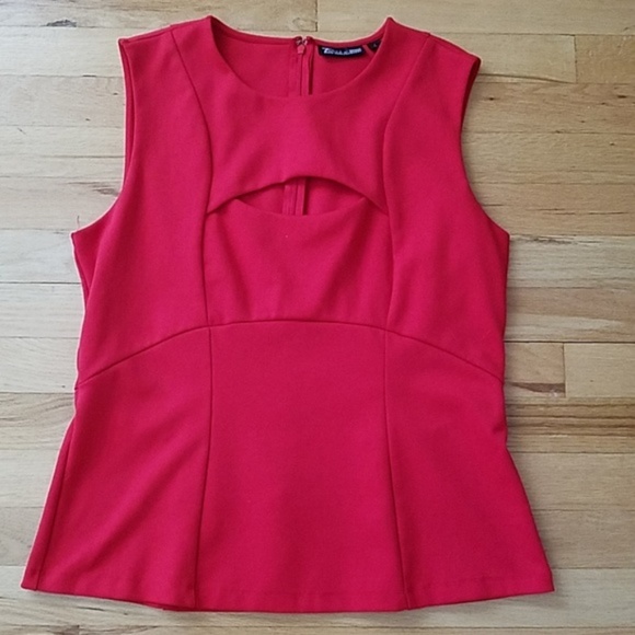 New York & Company Tops - NY&CO Red Cut Out Peplum Top- Large
